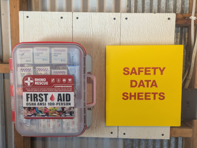 First Aid kit and Material Safety Data Sheets Binder